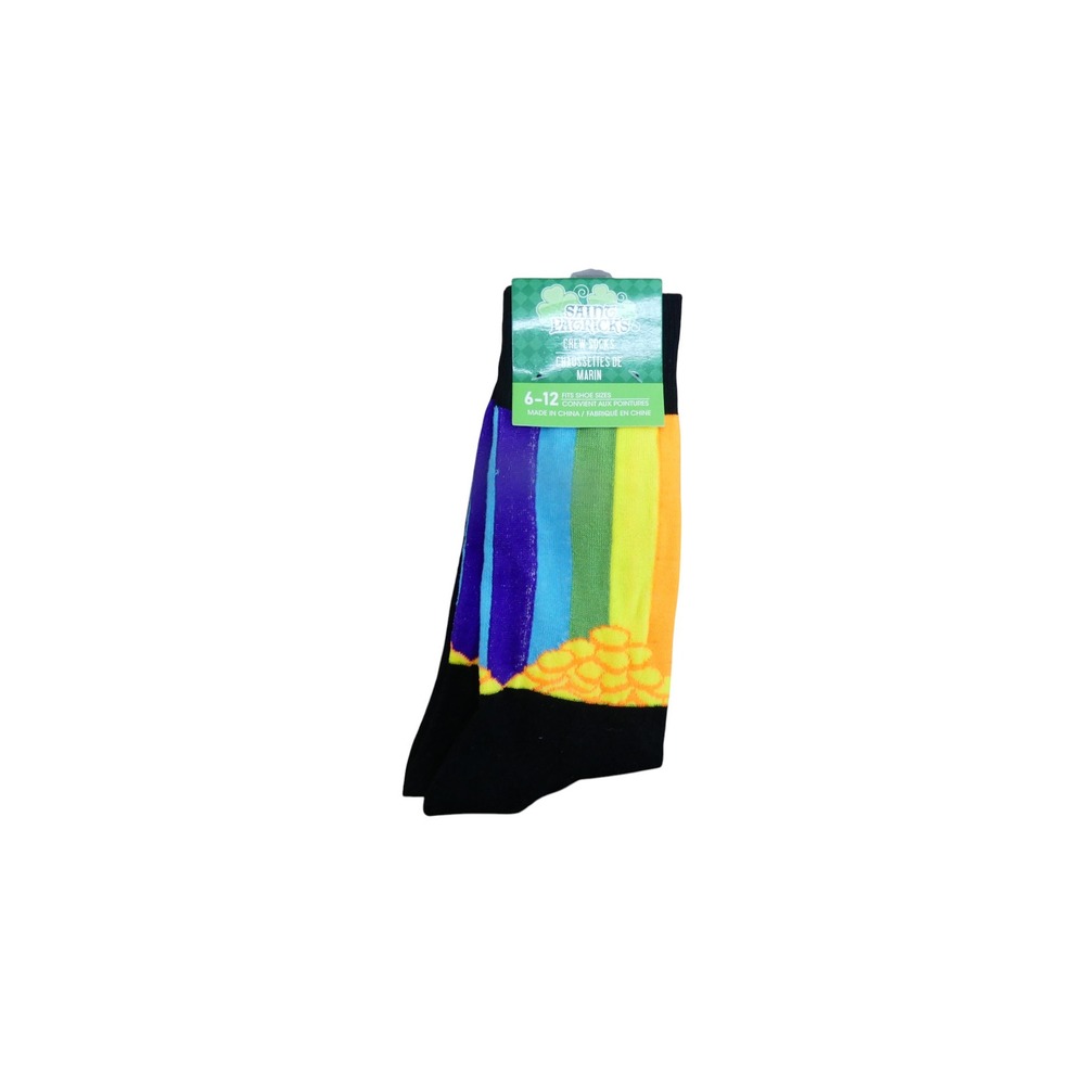 Greenbrier Crew Socks Mens 6-12 Multicolor New St Patricks Day Rainbow Pot Gold
